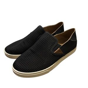 OluKai Women's Pehuea Loafer Size 7 Slip On Shoe Black Mesh Convertible Slide